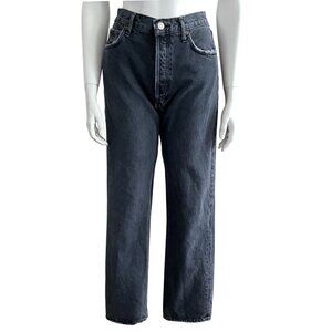 100% Organic Cotton AGOLDE 90s Pinch Button Fly Distressed Jeans Black Washed 27